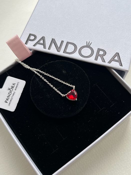 Кольє блискуче червоне серце Pandora Пандора
