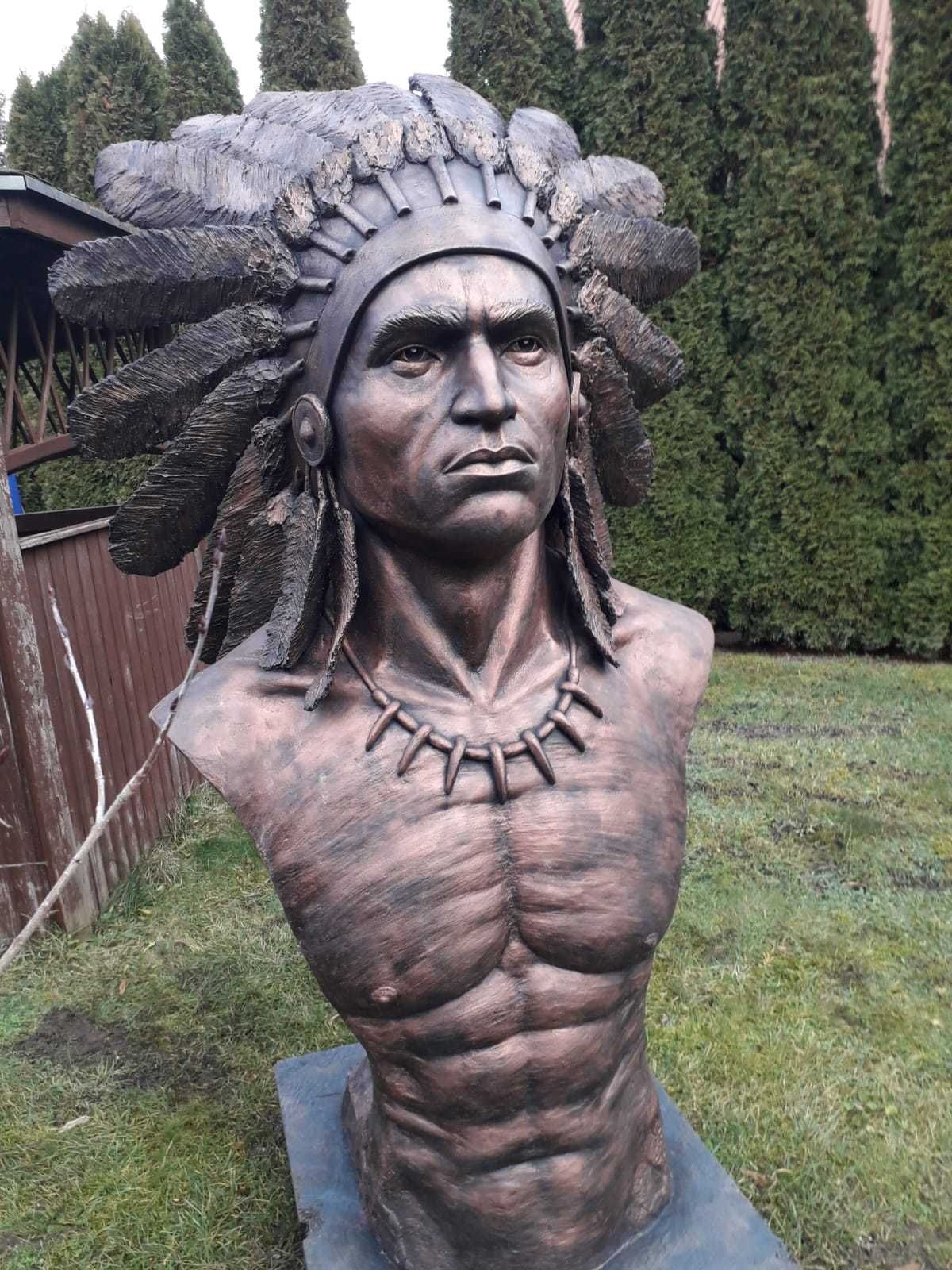 rzeźba betonowa popiersie indiańskiego wodza wojownika dekor ozdoba