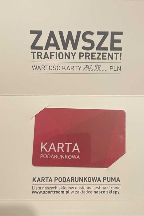 Karta podarunkowa - Voucher - Bon - Puma sportroom-saldo 297.98