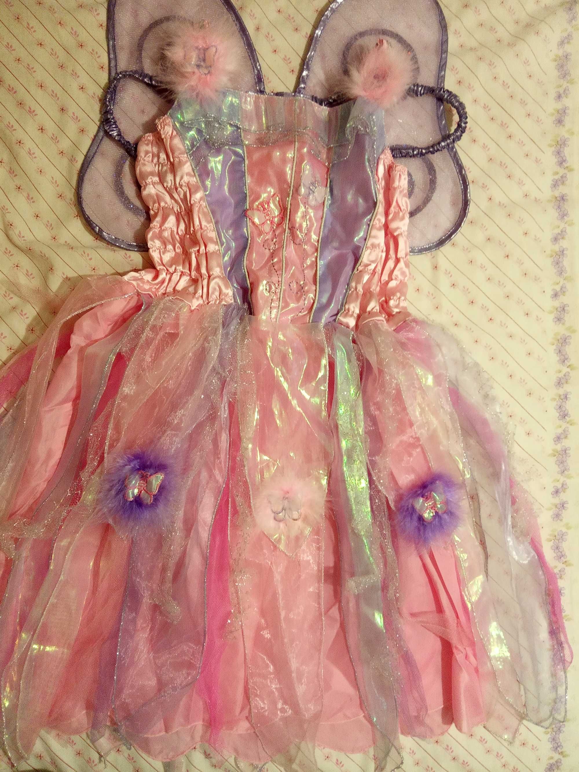 5-7л Новый карнавальный костюм платье бабочка фея принцесса