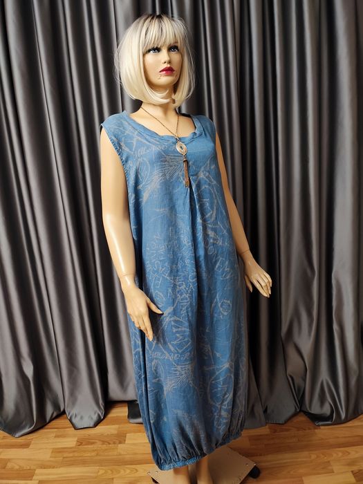 Італія льон великий розмір батал лляна сукня сарафан плаття