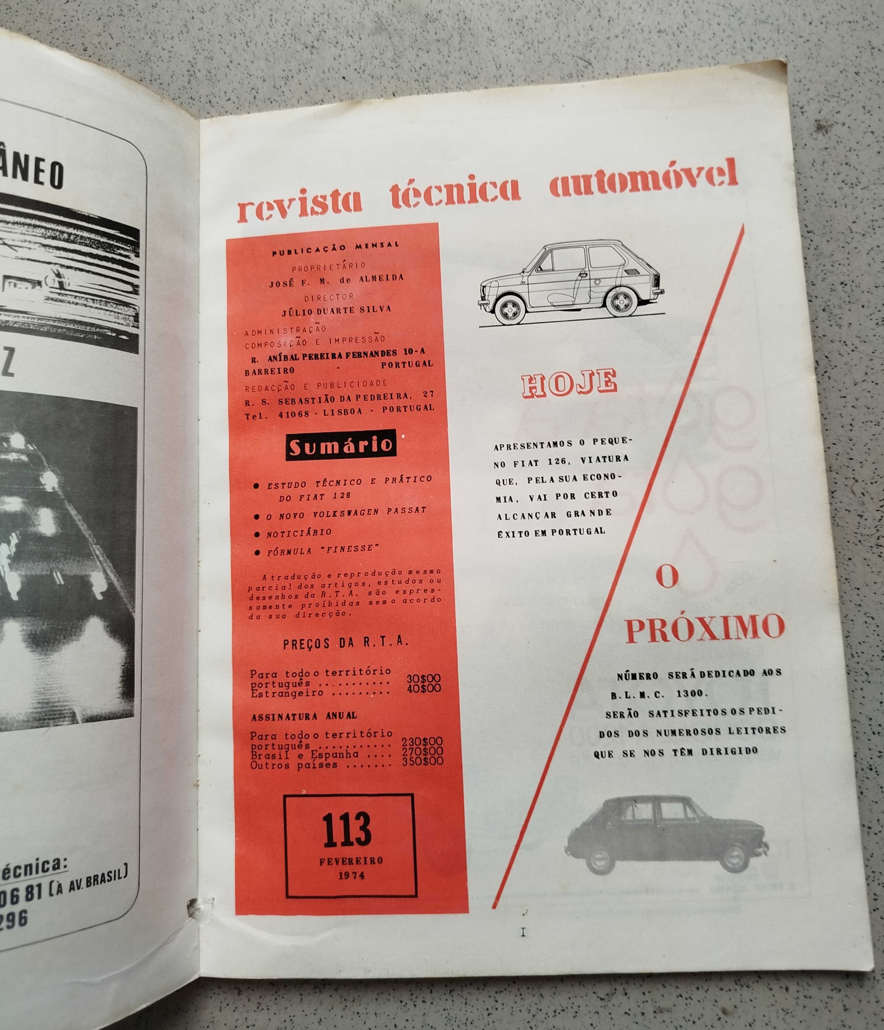 Antiga e Rara Revista Automóvel - Fevereiro de 1974