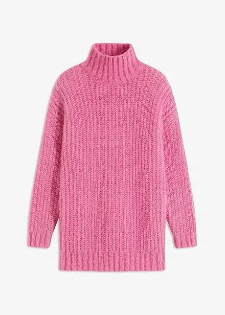 B.P.C gruby sweter różowy z golfem r.52/54
