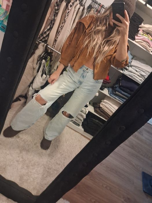 Kurtka bomberka jesienna  ramoneska zamszowa boho  uniwersalna poduszk