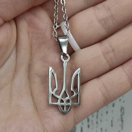 Кулон, герб України, тризуб з нержавіючої медицинської сталі