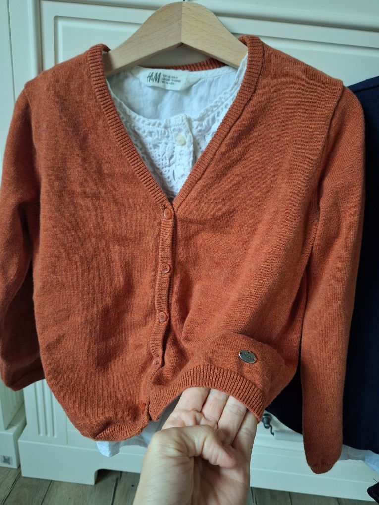 Zestaw marynarka Next 110cm sweterek Mexx + koszule białe H&M itd