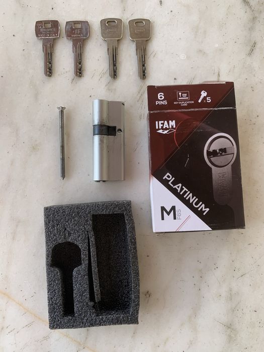 Canhão / cilindro anti pânico para fechadura de porta - com 4 chaves