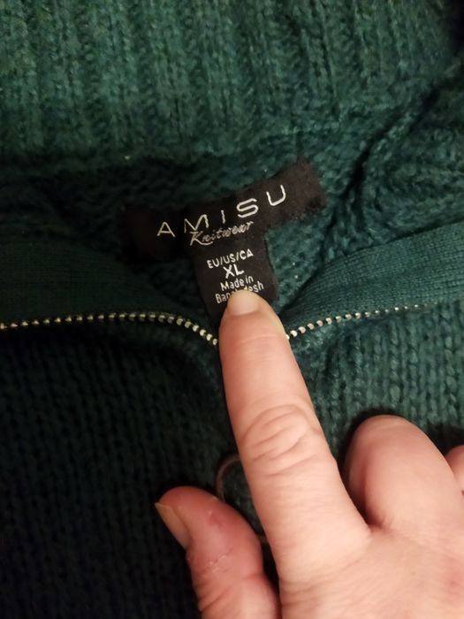 Amisu gruby sweter butelkowa zieleń r. 42/44