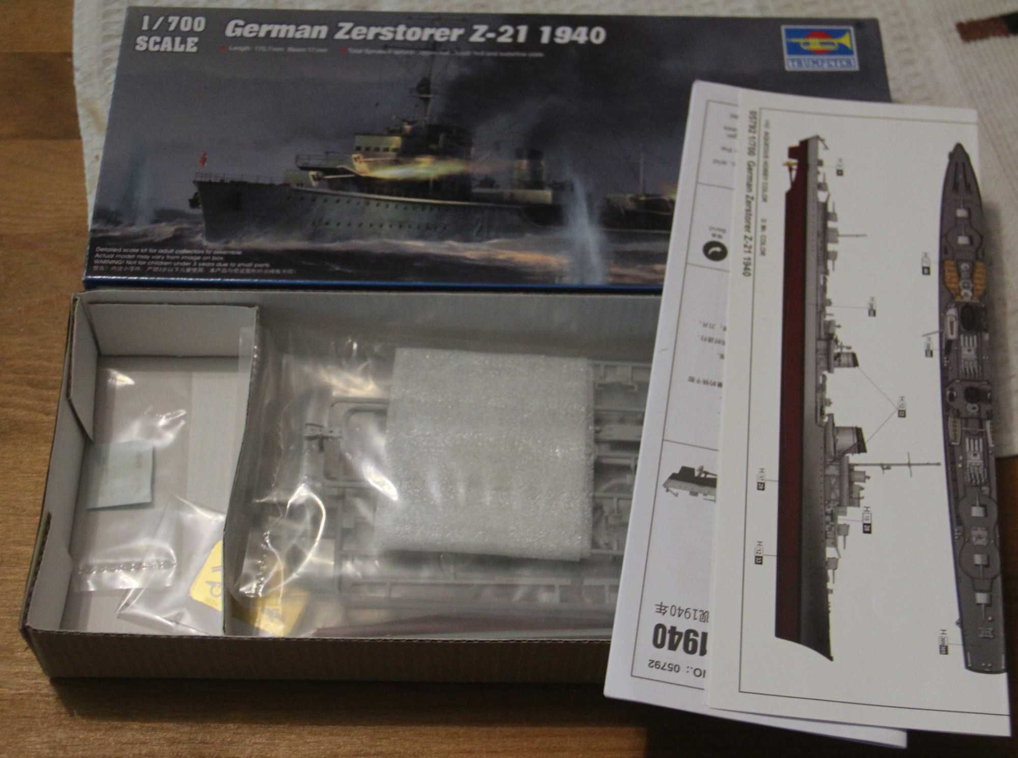 1:700 Trumpeter 05792 model niemieckiego niszczyciela Z-21
