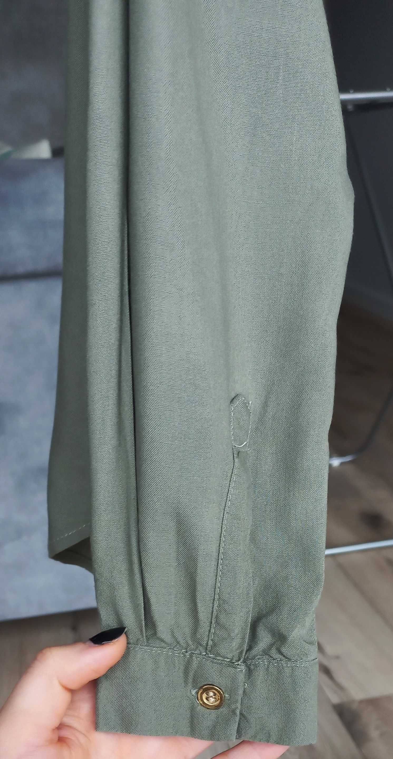Koszula khaki zgniła zieleń H&M L.O.G.G. 152 z długim rękawem
