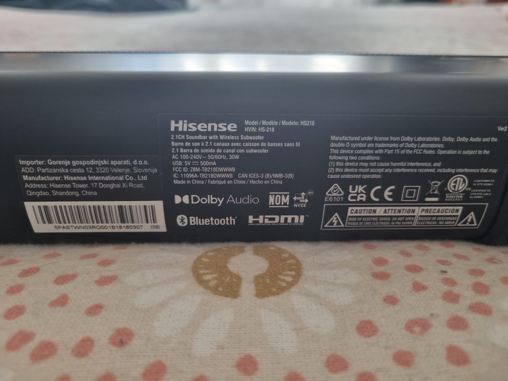 Barra de som Hisense HS218