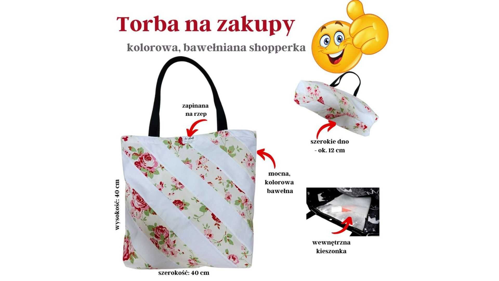 Torba na zakupy - RÓŻYCZKI – Delikatność i Elegancja na Każdy Dzień