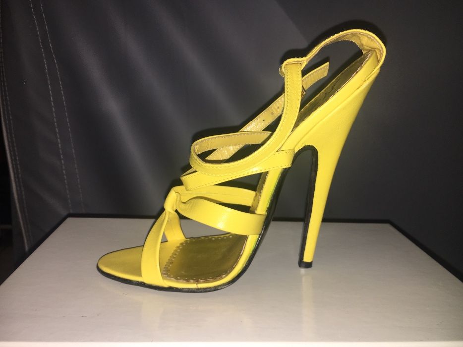 6/ Nowe Włoskie sandałki szpilki r. 36 bardzo wysoki sexy obcas 15 cm