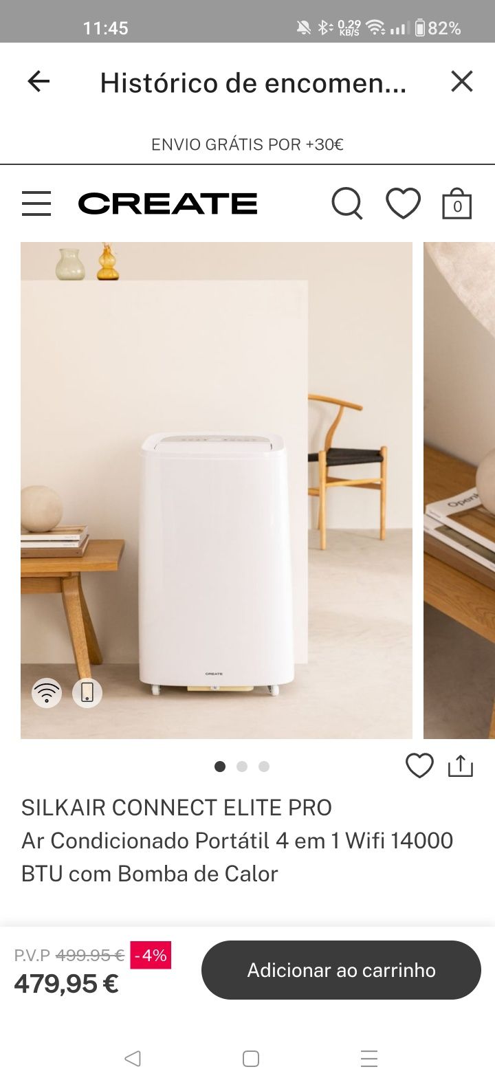 Ar condicionado Portátil Wifi 4 em 1l Create