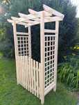 Pergola ogrodowa drewniana łukowa z furtką solidna konstrukcja