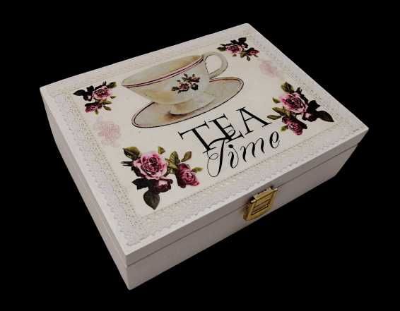 Herbaciarka Drewno Pudełko na herbatę Tea Time