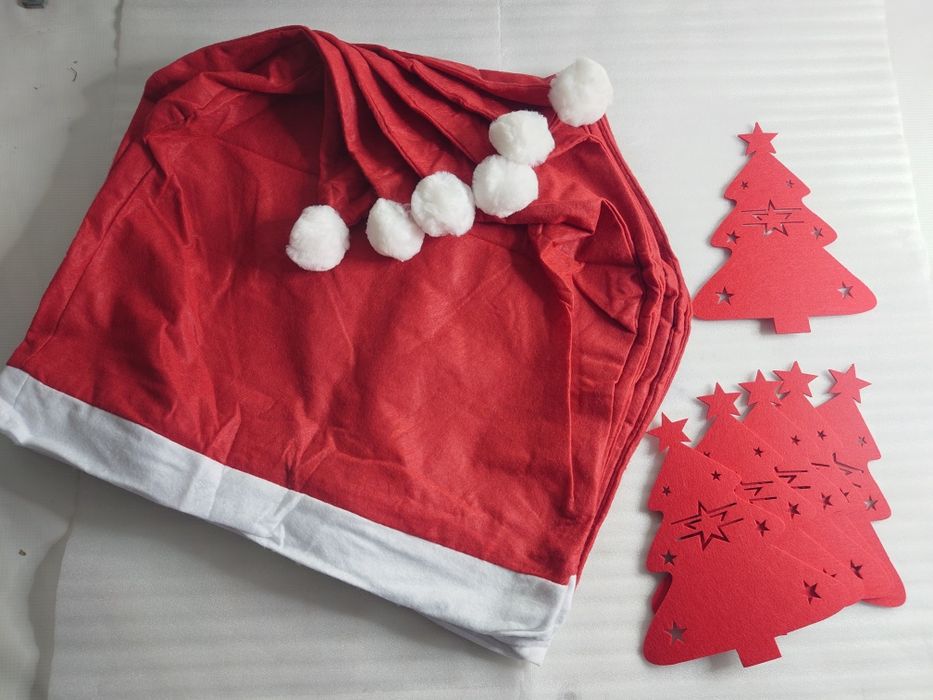 Dekoracja stołowa na 6 osób Pokrowce na krzesła +Etui na sztućce