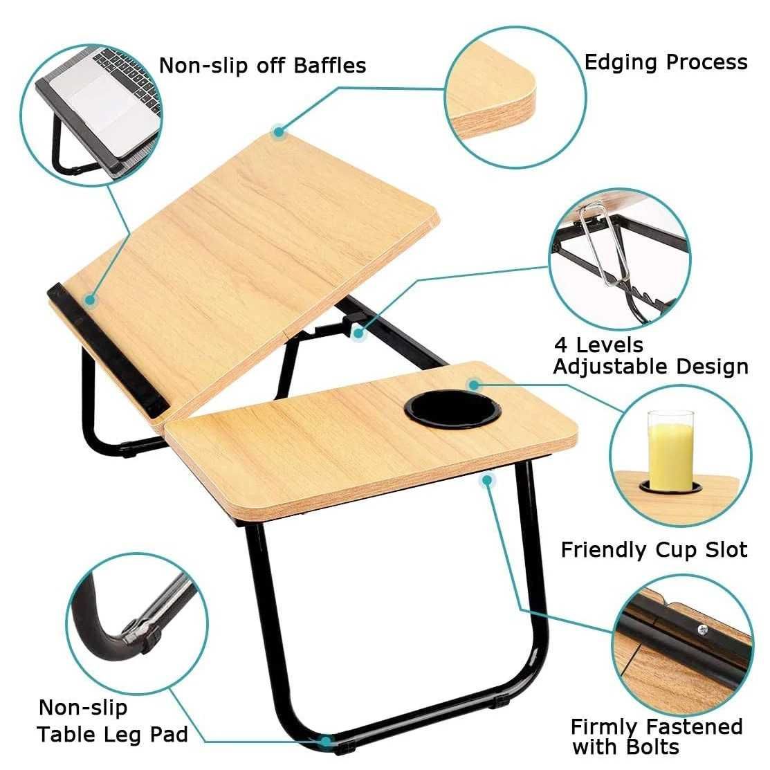 Beżowy stolik pod laptopa lub TABLET z regulowanym blatem
