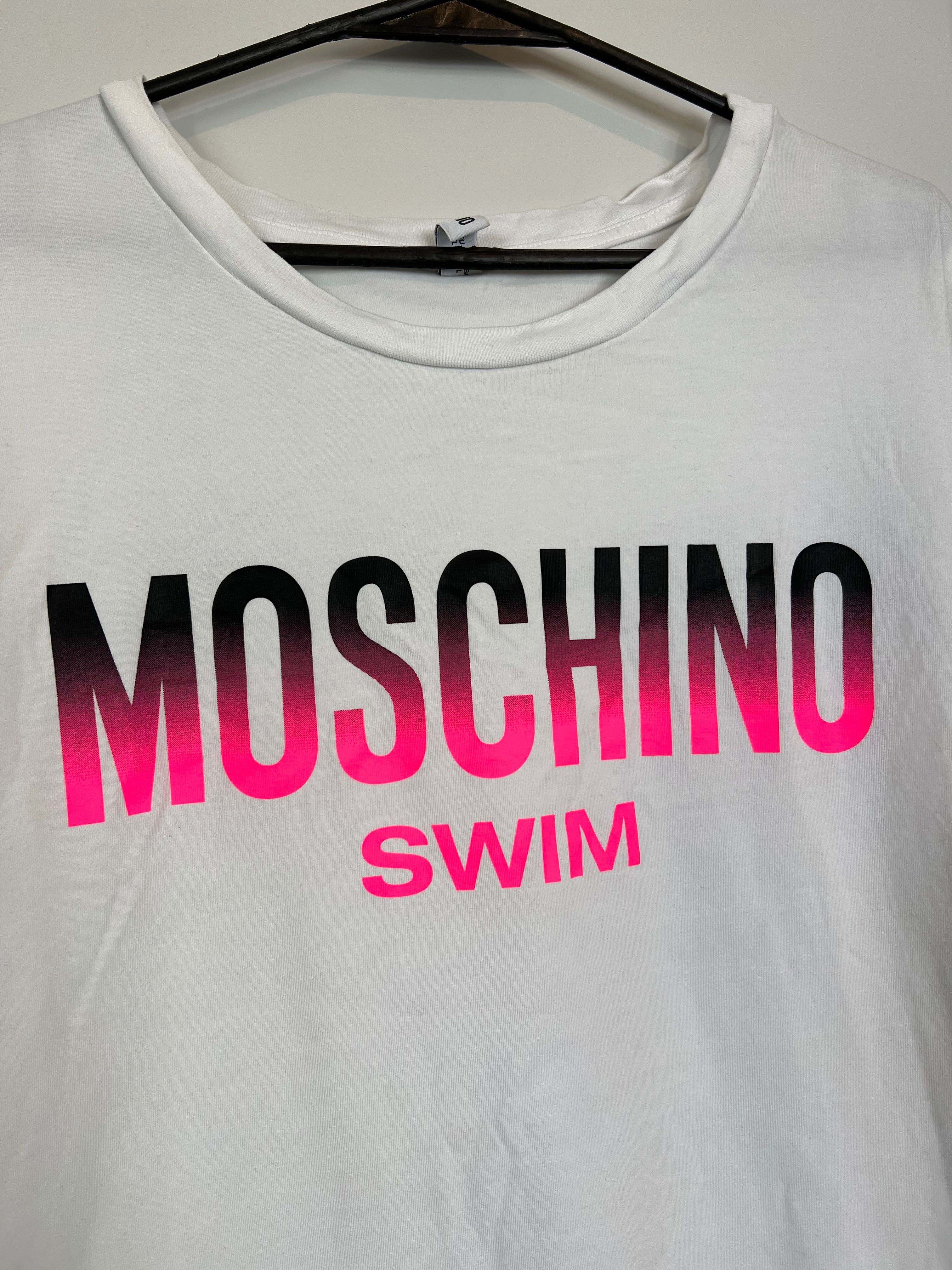 Tshirt koszulka Moschino Swim white big logo