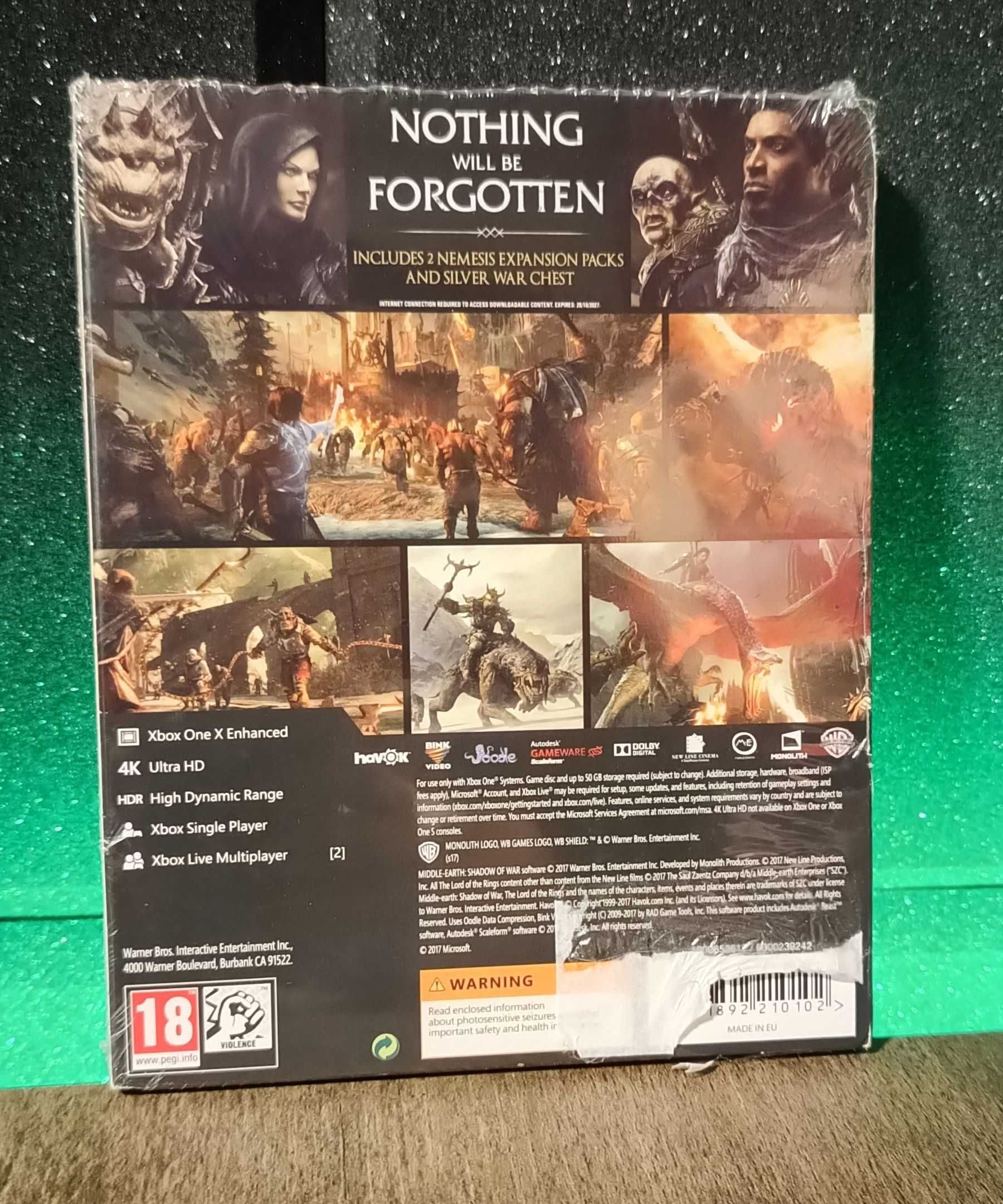 Śródziemie: Cień Wojny Xbox One S / Series X świetna edycja, steelbook