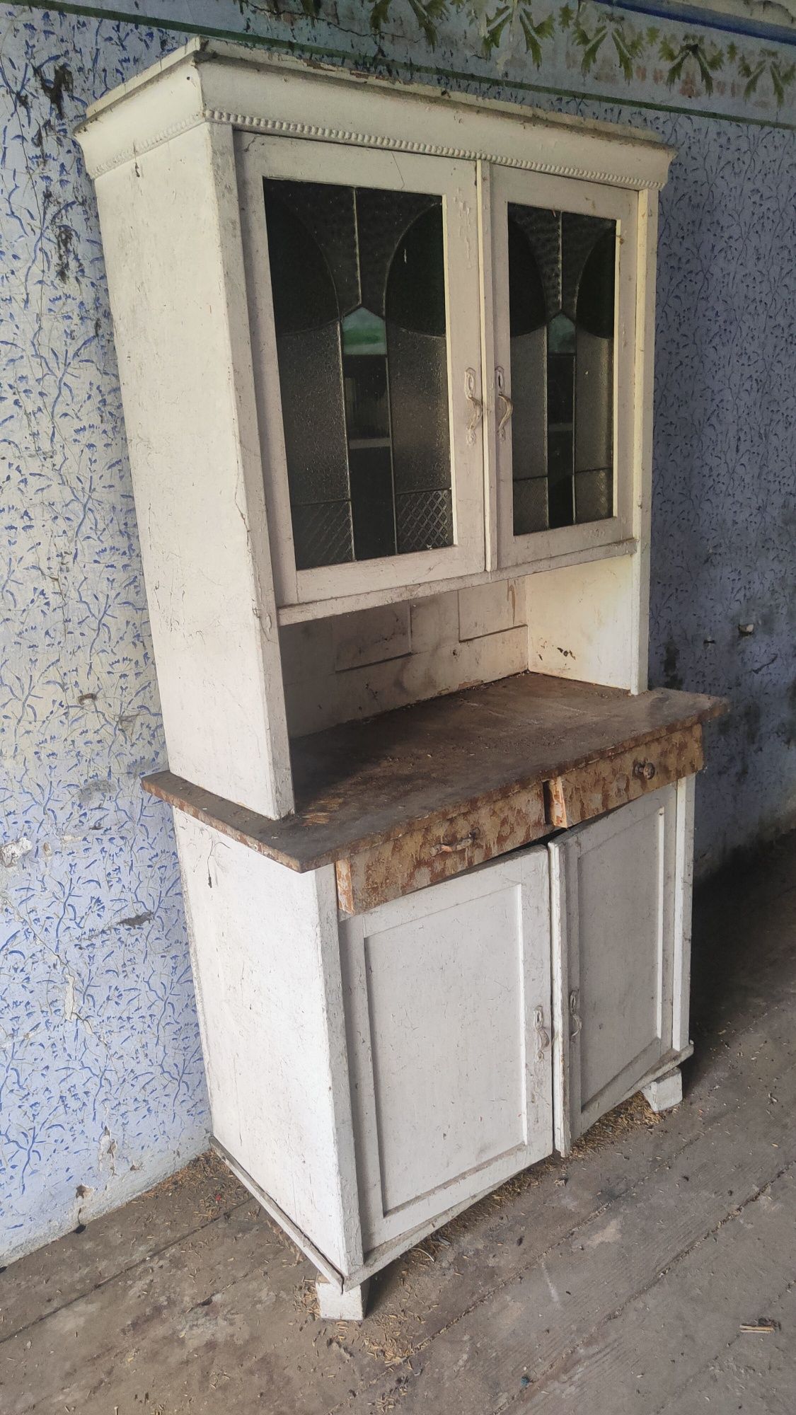 Szafka z gablotą do renowacji PRL