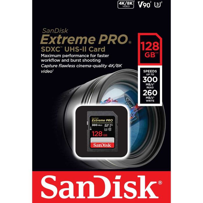 Карта пам'яті SanDisk SD 128GB C10 UHS-II U3 V90 Extreme Pro