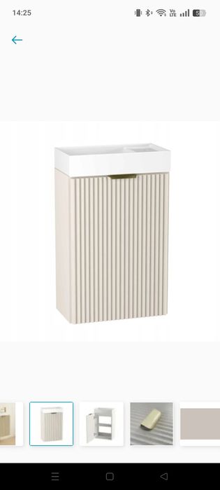 Mała Szafka łazienkowa z umywalką kaszmir ryflowana