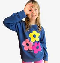 Bluza Dziewczęca dresowa bawełniana 122 kwiatki Granatowa Endo