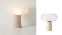 Lampa stołowa LED Mariella z trawertynową podstawą Ø24xH25cm