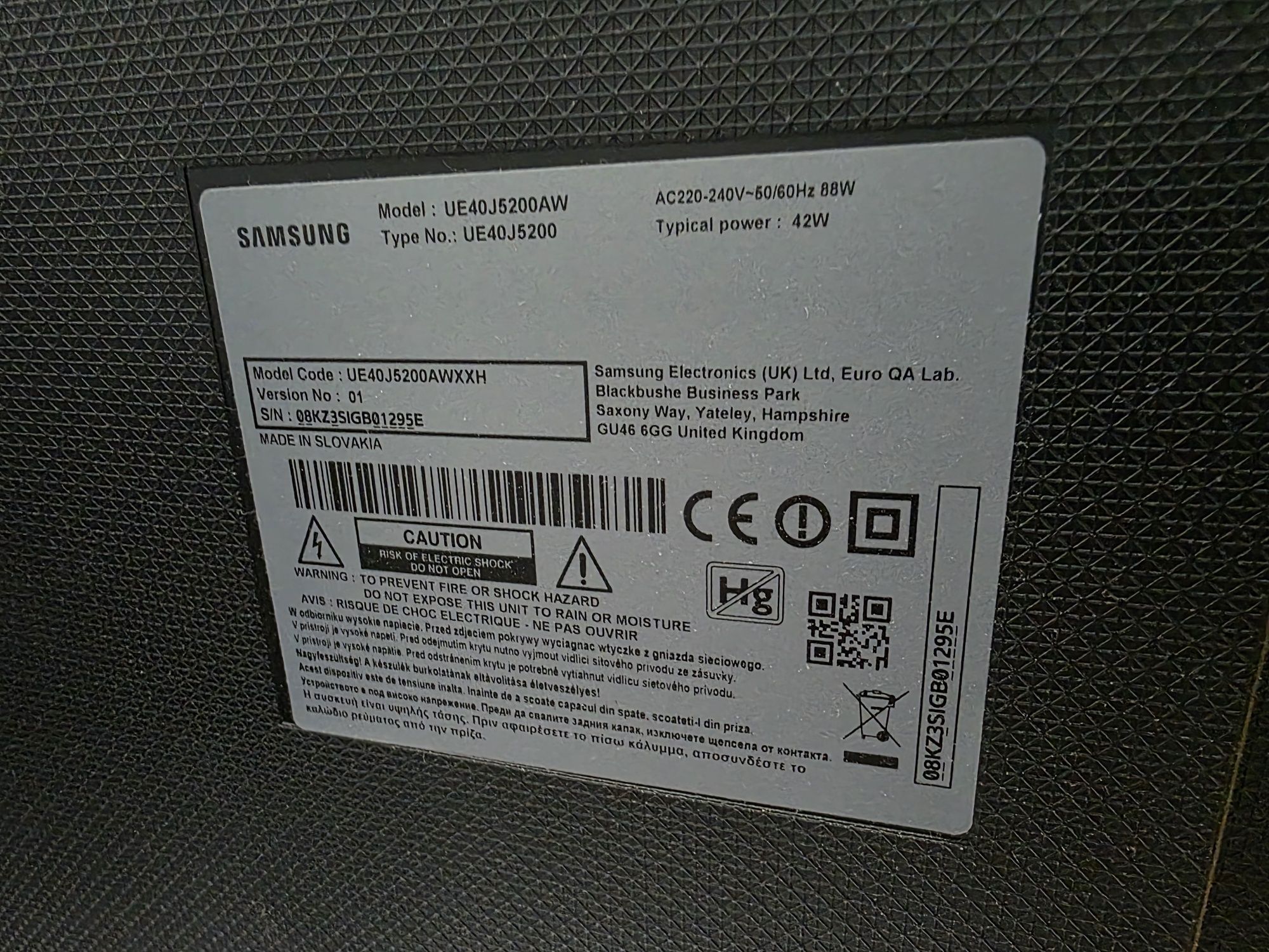 Telewizor Samsung Full HD Smart Model UE40J5200AW (bez pilota i nóżek)