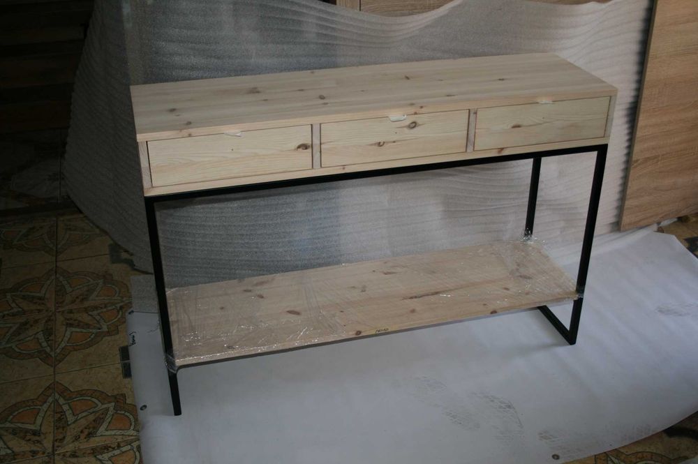 konsola loftowa industrialna stare drewno stal szuflady