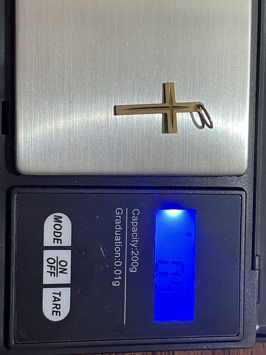 Złoty krzyżyk komunijny chrzest  prosty - pr. 585 0.96 g