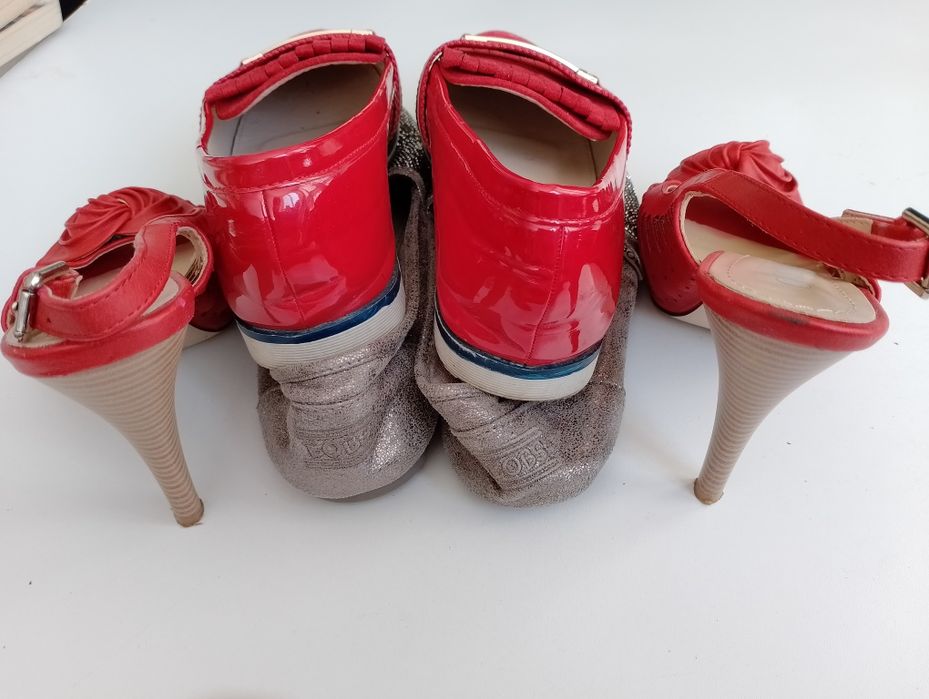 Zestaw buty espadryle półbuty na obcasie kryształki