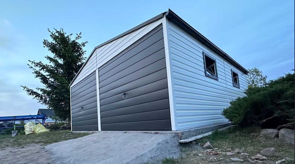 Garaż blaszany wzmocniony ocynkowany drewnopodobny 6x6