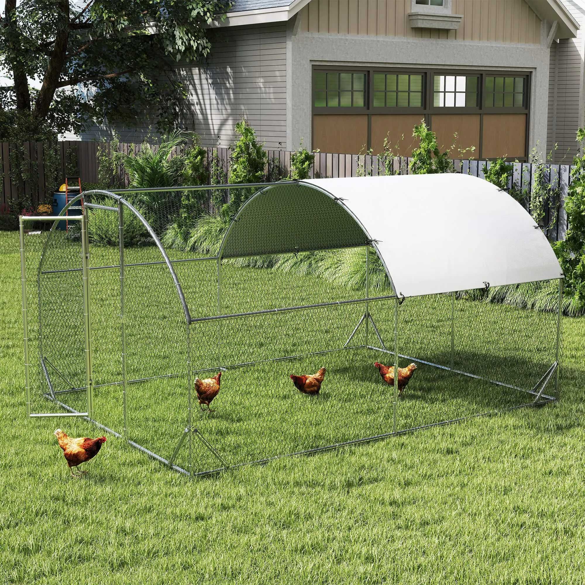 Wybieg dla kur 280x380cm Kaczek Kurnik dla 6-12 kur z Dachem 10m2