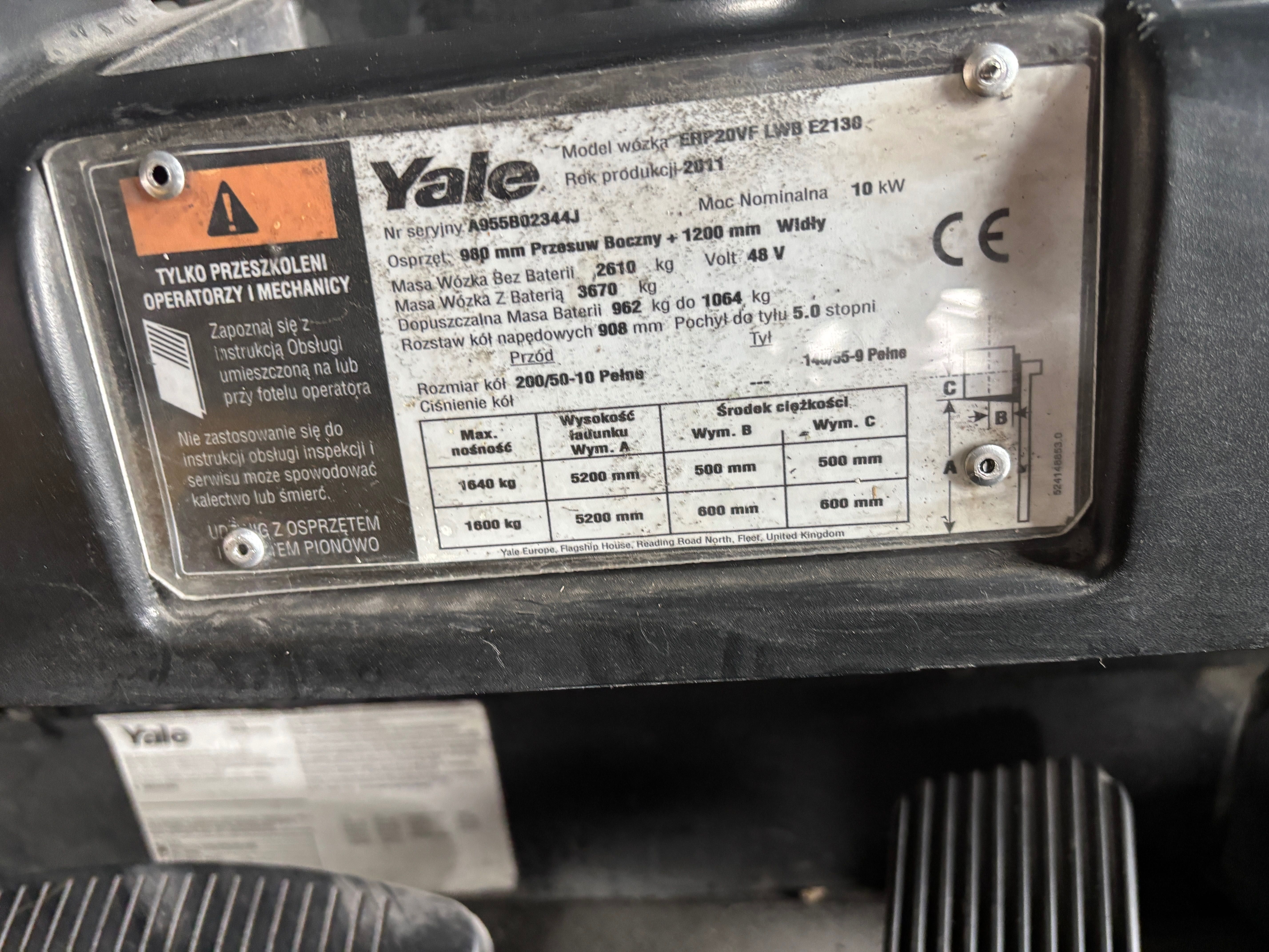 Yale ERP20 VF elektryczny wózek widłowy, Triplex, Bardzo dobry stan
