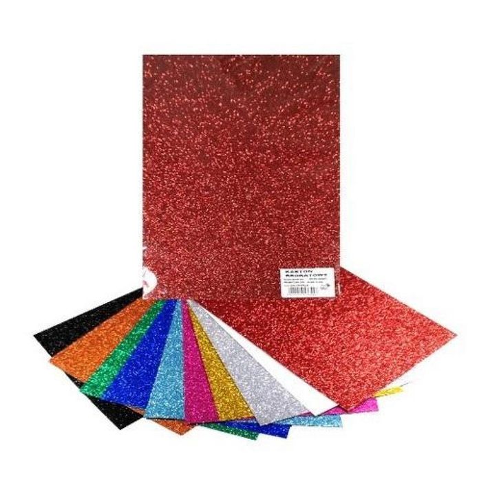 Karton brokatowy kolorowy 250g 25x35cm 10 arkuszy Galeria Hobby folia,