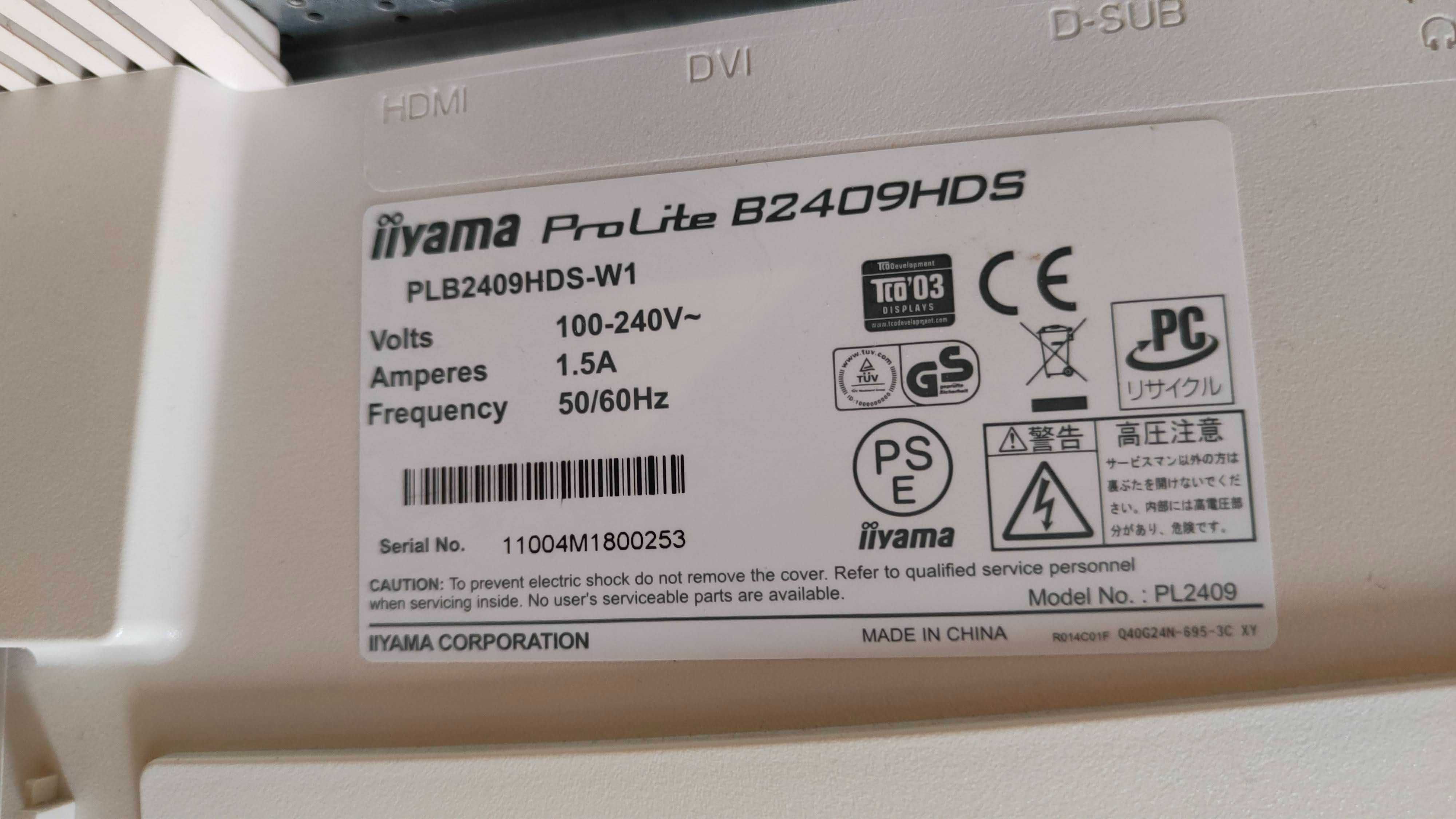 Monitor Iiyama ProLite B2409HDS