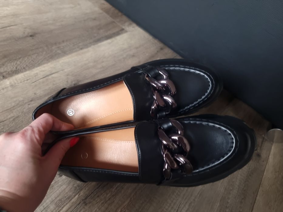 Mokasyny buty czarne 41 26.5 NOWE