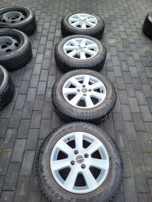 Alufelgi 15' 4x108 opony zimowe Goodyear 195/65/15 6mn