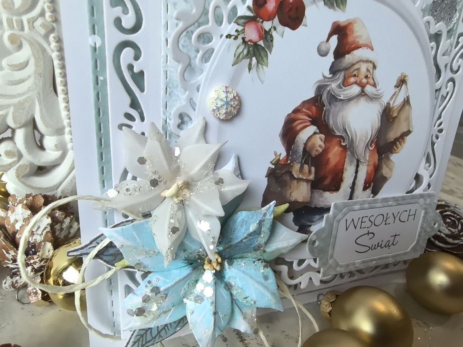 Kartka bożonarodzeniowa wykonana ręcznie w pudełku