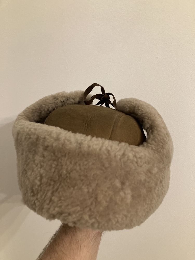 Czapka skórzana uszatka bomber z prl rozmiar 55