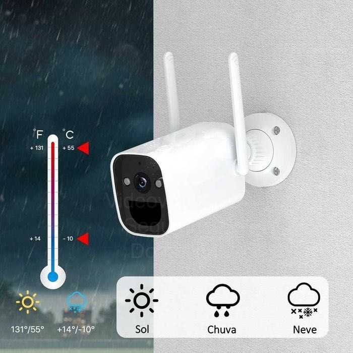 Câmara * A bateria/Painel Solar * 3MP * WiFi * Visão noturna a cores