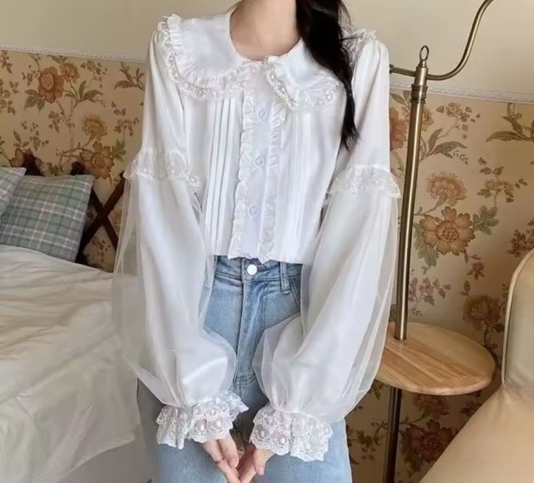 Блуза мережева з коміром