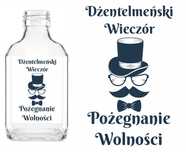 Butelka setka piersiówka prezent na wieczór kawalerski z naklejką