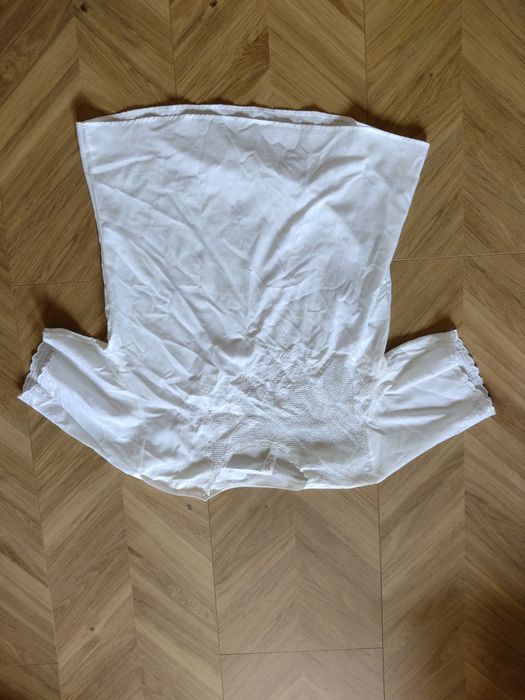 Vintage biała bluzka 100% bawełna z koronką haftem angielskim XL 42, z