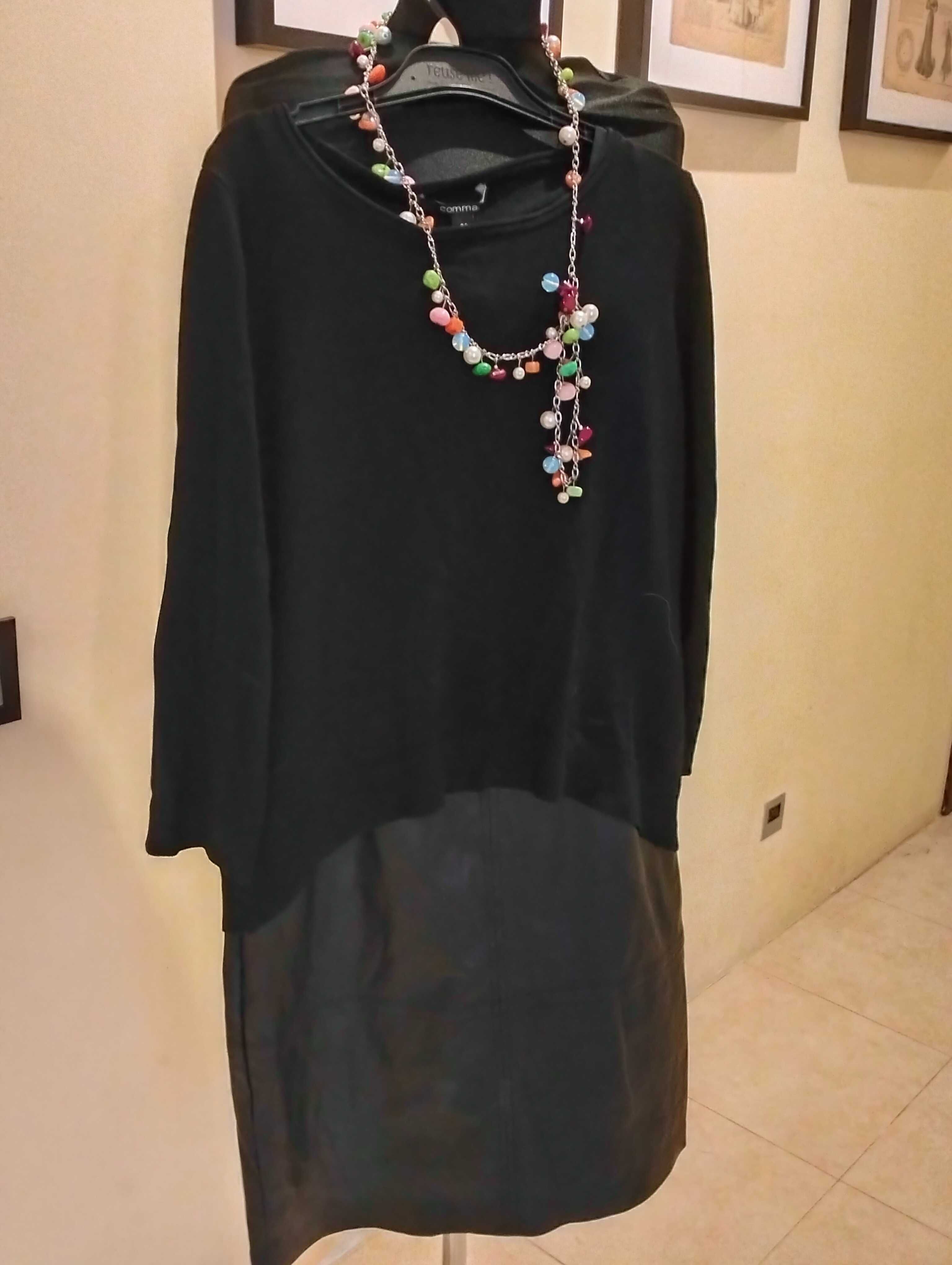 NOWA czarna sukienka z ekoskórą firmy Comma rozmiar 34/36
