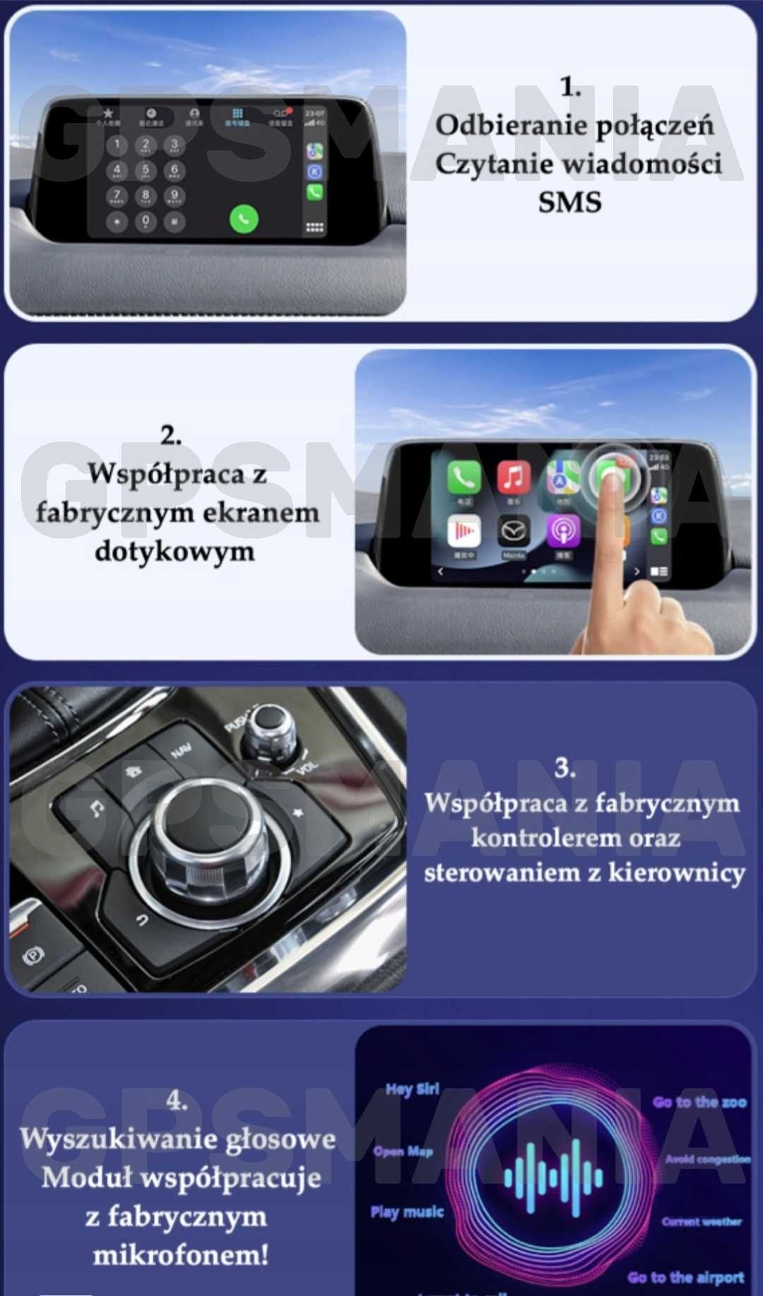 Mazda Android Auto CarPlay do systemu MZD CONNECT 2 3 6 CX-3 CX-5 CX-9