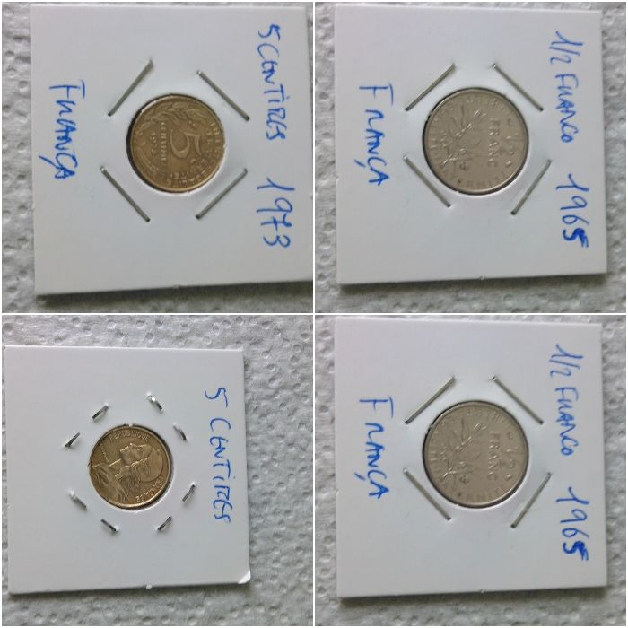 Moedas Alemanha (Marcos), Bélgica e França (Francos), Itália (Liras)