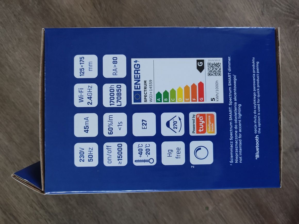 Żarówka Wi-Fi/Bluetooth Tuya LED GLOB G125 4.9W E-27 COG 230V CCT+DIM